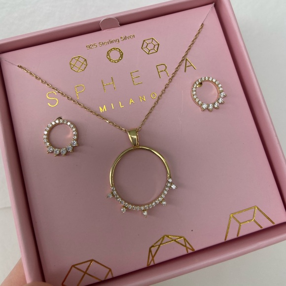 Sphera Milano Circle Pendant Necklace & Earrings - Picture 2 of 5